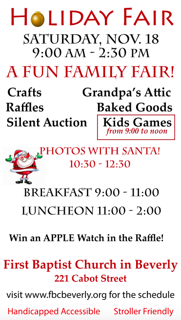 Announcing The Holiday Fair! - First Baptist Church Beverly